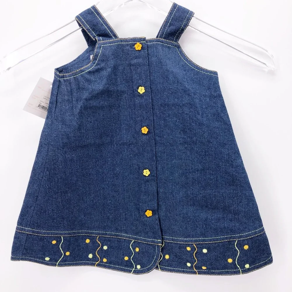 NWT 12 Mo Cucci Bebe Jumper‎ Overall Dress w Sweater Applique Embroidery Crochet